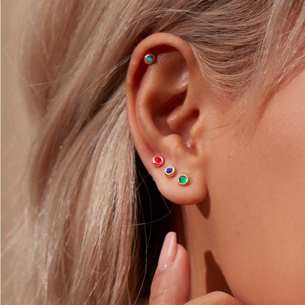 Monica Vinader Mini Gem Stud Earrings - Picture 10 of 10